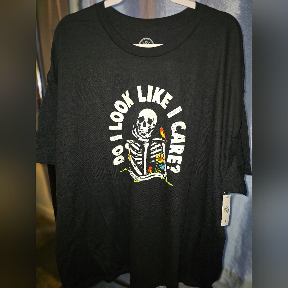 Black Graphic Tee with Skeleton Design